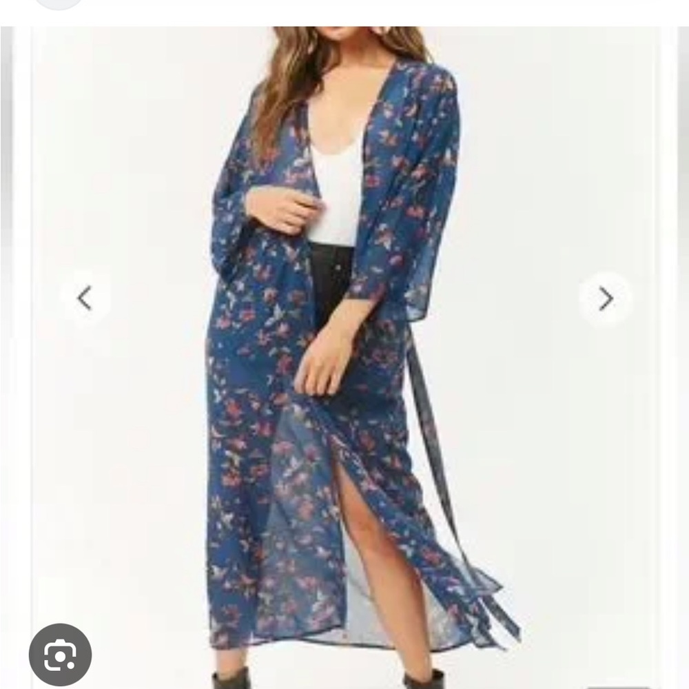 Forever 21 Blue Floral Kimono